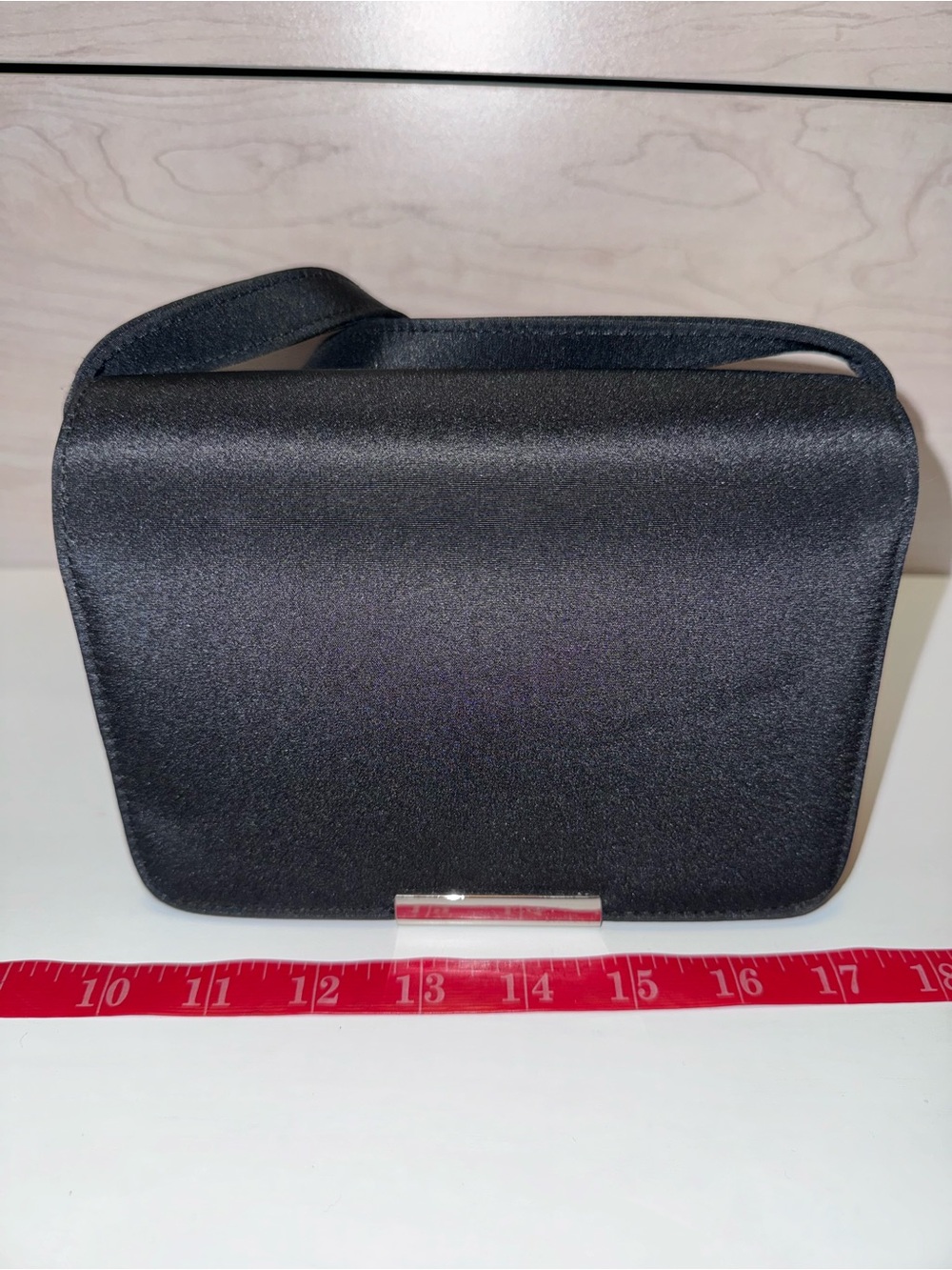 Classic Black Satin Shoulder Bag